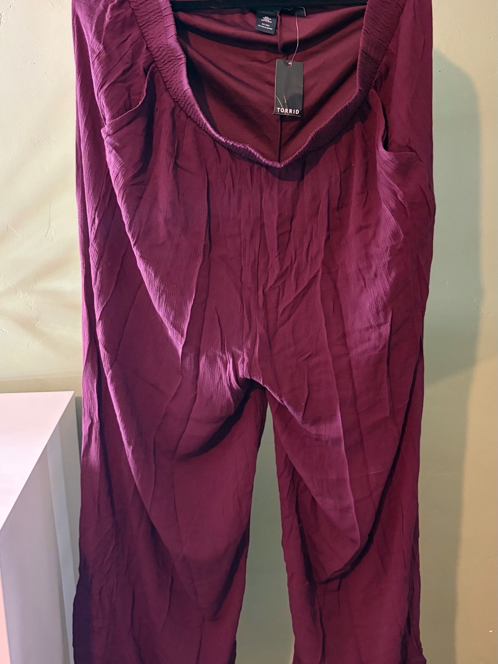 Torrid Wine Elastic Waist Wide-Leg Pants